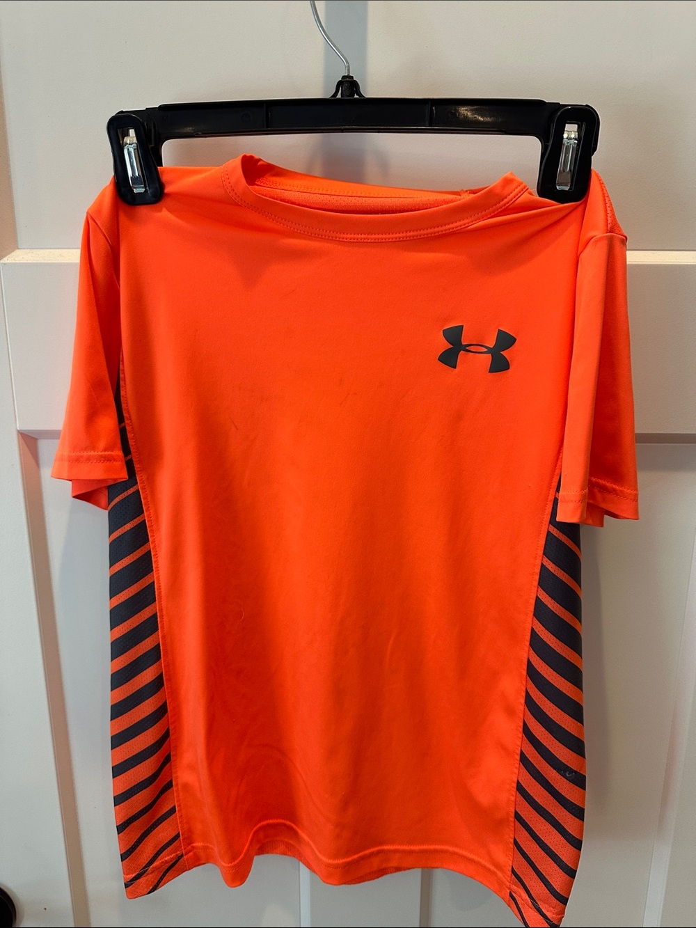 Under Armour Neon Orange Performance Tee with Black Logo